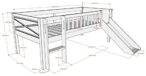 Białe podwyższone łóżko dziecięce z litego drewna sosnowego ze stelażem 90x200 cm Scott – Vipack