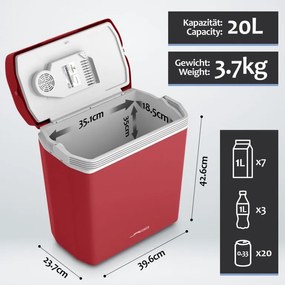 Chłodziarka elektryczna Jago 2 w 1, 20 l, czerwona