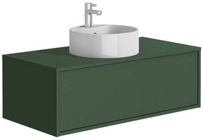 Szafka łazienkowa wisząca  z okrągłą umywalką zielony mat - 94 cm - TEANA II