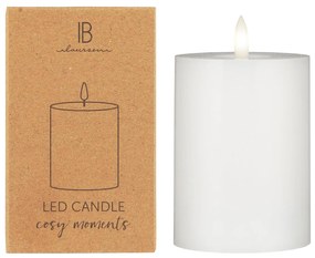 IB Laursen Świeca okrągła LED WARM FLAME SL 15 cm biała