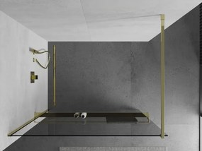 Mexen Kioto+ ścianka prysznicowa z półką Walk-in 80 x 200 cm, transparent, złota - 800-080-121-50-00