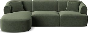 Zielony aksamitny narożnik (lewostronny/z szezlongiem) Campi – Cosmopolitan Design