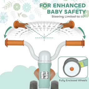 AIYAPLAY Rowerek biegowy dla maluchów, 3 ciche koła, 12–36 mies., do domu i na dwór, zielony