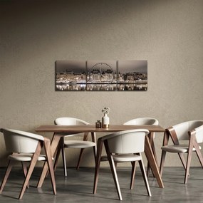 Obraz miasta o zmierzchu (z zegarem) (90x30 cm)