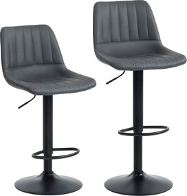 HOMCOM Zestaw 2 hokerów w stylu retro, z podnóżkiem, regulowane, 43 cm x49,5 cm x 111 cm