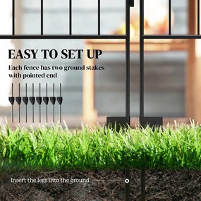 Outsunny Płot Ogrodowy z Kraty Furtka Vintage 365x0.8x112cm Czarny Odporny na Warunki Atmosferyczne | Aosom PL