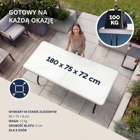 Bufetowy stół KAMIL składany, 76x183x74cm, biała Casaria