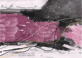 Obraz na szkle - Różowo - czarna abstrakcja (70x50 cm)