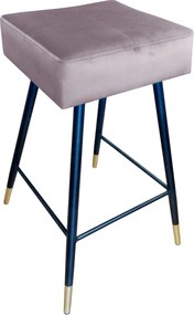 Hoker MAX krzesło barowe tkanina Welur podstawa metalowa : Kolor nogi - Czano-złota stożek, Kolor tkaniny - VELVET - MG55, Typ siedziska - Siedzisko stałe