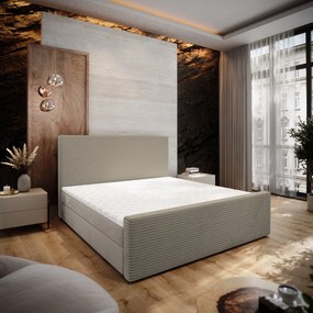Masseno Łóżko kontynentalne ALORIA z pojemnikiem na pościel 140x200 cm - Beżowy, POSO 02 + PAROS 02