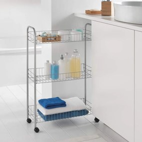 Regał na kółkach z 3 półkami Metaltex Ascona Slim De Luxe, wys. 84 cm