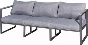 Szary nowoczesny zestaw mebli ogrodowych Marinel - sofa 3 osobowa + pufa + stolik kawowy