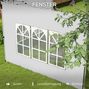 Outsunny Zestaw 2 ścianek bocznych do pawilonu 3x3/3x4 m, ścianka boczna z oknem, wodoodporna, biały | Aosom PL