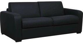 Kanapa 3-osobowa rozkładana typu express, w czarnej skórze BEVIS - Materac 16 cm