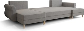 Rozkładana sofa narożna w kształcie U SILVIANO 300x140 cm, beżowa + 2 poduszki GRATIS
