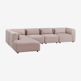 Sofa Modułowa Fogler 5-częściowa Z Lewym Szezlongiem Sztruksu Wino Różowe - Sklum