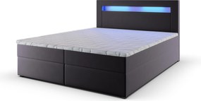 Masseno Łóżko kontynentalne PLATO z podświetleniem LED i pojemnikiem na pościel - Szary - MADRYT 990 / 160x200 cm / Niebieski