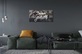 Fotoobraz na płótnie Człowiek i Motywujące Hasło