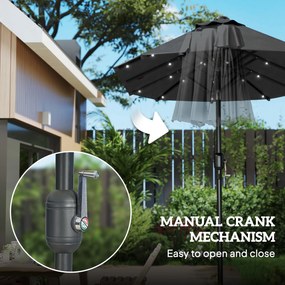 Outsunny Podwójny Parasol Tarasowy, Regulowany, z Panelem Słonecznym, 35 LED, Stalowa Rama, Szary, 2,95 x 1,50 x 2,19 m