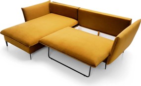 Masseno Narożnik SOLE z funkcją spania i pojemnikiem na pościel Narozniki L, Rozkładana sofa - Żółty, RIVIERA 41