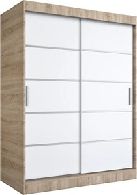 Szafa przesuwna dąb sonoma + biały 150 cm D6-B53