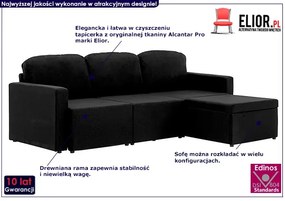 Rozkładana sofa modułowa czarna tkanina K1-M35
