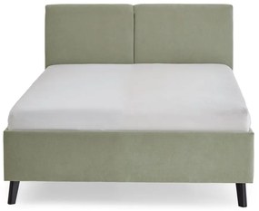 Jasnozielone tapicerowane łóżko dwuosobowe ze stelażem 140x200 cm Piano – Meise Möbel