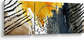 Obraz - Abstrakcyjna akwarela (z zegarem) (90x30 cm)