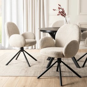 Krzesło Tapicerowane Obrotowe do Salonu MUSSO Beżowe Nowoczesne