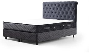 Ciemnoniebieskie łóżko boxspring ze schowkiem 140x200 cm Sonata – Kalune Design