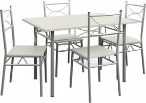 Jurhan Zestaw jadalniany PAUL, 5 części, aksamitnie biała