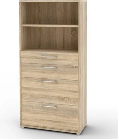 Regał biurowy z szufladami Prima 4 dąb sonoma