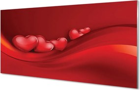 Panel szklany do Kuchni Czerwone Serca na Tle