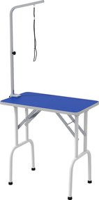 PawHut Stół do pielęgnacji zwierząt, do strzyżenia, szczotkowania i kąpieli, metalowy, niebieski