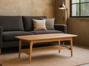 Ława Freja wood 130 cm z półką i szufladą, kolor dębowy olejowany