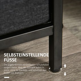 HOMCOM Czarna komoda z 3 szufladami lnianymi i półkami z uchwytami