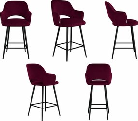 Hoker Milano krzesło barowe tkanina Welur podstawa metalowa : Kolor nogi - Czarna stożek, Kolor tkaniny - VELVET - MG02, Typ siedziska - Siedzisko obrotowe 360°
