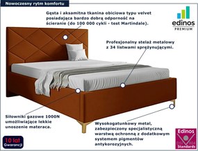 Pomarańczowe łóżko tapicerowane z zagłówkiem 4 rozmiary E6-M52