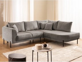 Szarobrązowy narożnik z tkaniny szenilowej (prawostronny/w kształcie litery L) Mauris – Ropez