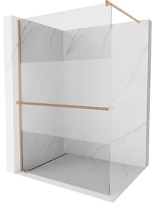 Mexen Kioto+ ścianka prysznicowa z półką Walk-in 70 x 200 cm, transparent/szron, miedź szczotkowana - 800-070-121-65-35