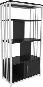 Elegancki regał w kolorze białym i antracytowym, 60 x 120 x 29,6 cm | Płyta wiórowa pokryta melaminą w 100%, grubość 18 mm | Idealny do nowo