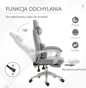 Vinsetto Fotel gamingowy biurowy ergonomiczny wygodny poliester z pianką czarny | Aosom PL