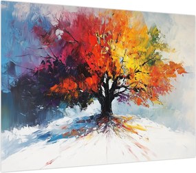 Obraz na szkle - Kolorowe drzewo (70x50 cm)