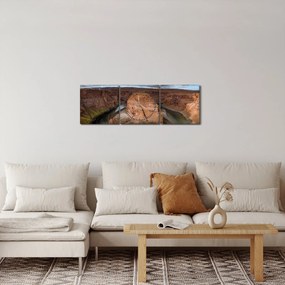 Obraz jeziora na klifie (z zegarem) (90x30 cm)