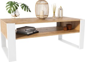 Nowoczesny stolik kawowy z półką dąb sonoma + biały F0-N82