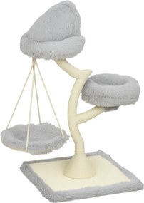 PawHut Drapak 115 cm wys. w kształcie drzewa, 2 zdejmowane legowiska do prania, hamak, słup do drapania z sizalu, dla kotów poniżej 6 kg | Aosom PL