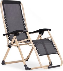 Regulowany leżak ogrodowy, składany, z poduszką Corsica 009, czarny/złoty