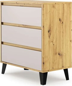 Komoda z 3 szufladami do sypialni dąb artisan + kaszmir G2-S61