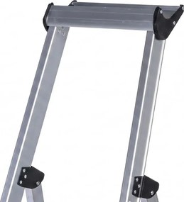 Schody aluminiowe jednostronne PROFI z półką, 1x4 stopnie, wysokość 0,935 m