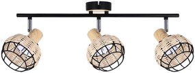 Potrójna lampa sufitowa do kuchni w stylu boho czarny + drewniany - Z057-Lammo